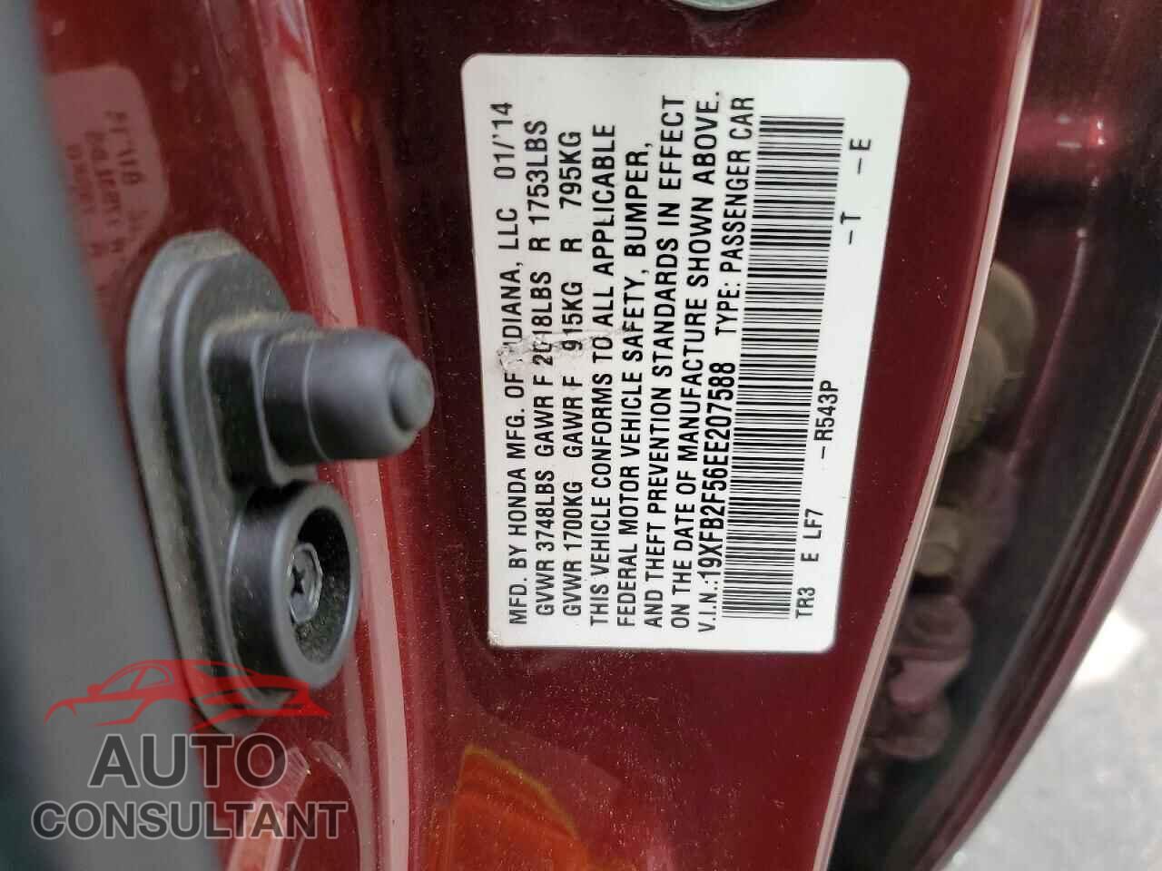 HONDA CIVIC 2014 - 19XFB2F56EE207588