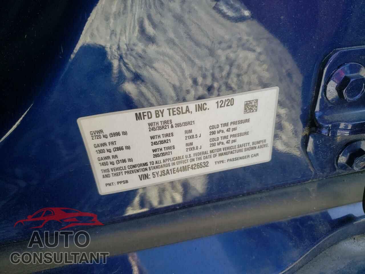 TESLA MODEL S 2021 - 5YJSA1E44MF426532