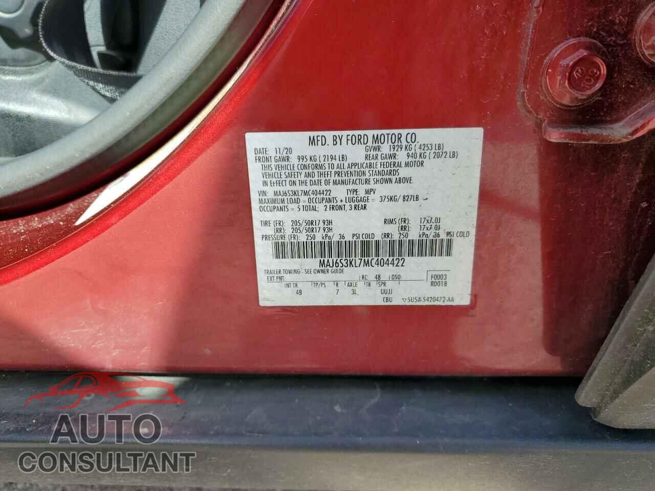 FORD ECOSPORT 2021 - MAJ6S3KL7MC404422