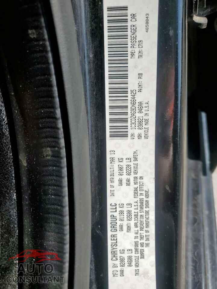 DODGE AVENGER 2013 - 1C3CDZAG9DN664425