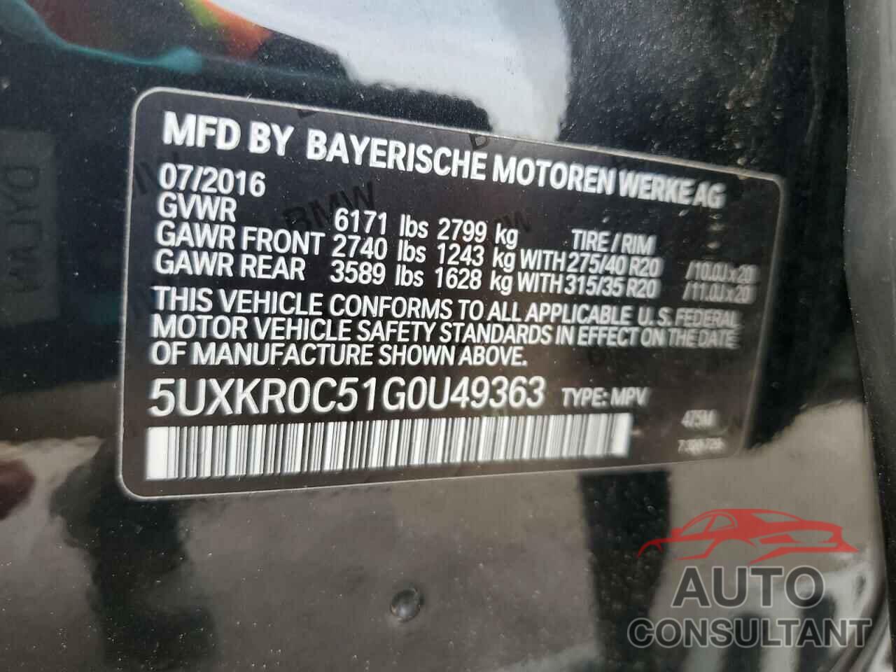 BMW X5 2016 - 5UXKR0C51G0U49363
