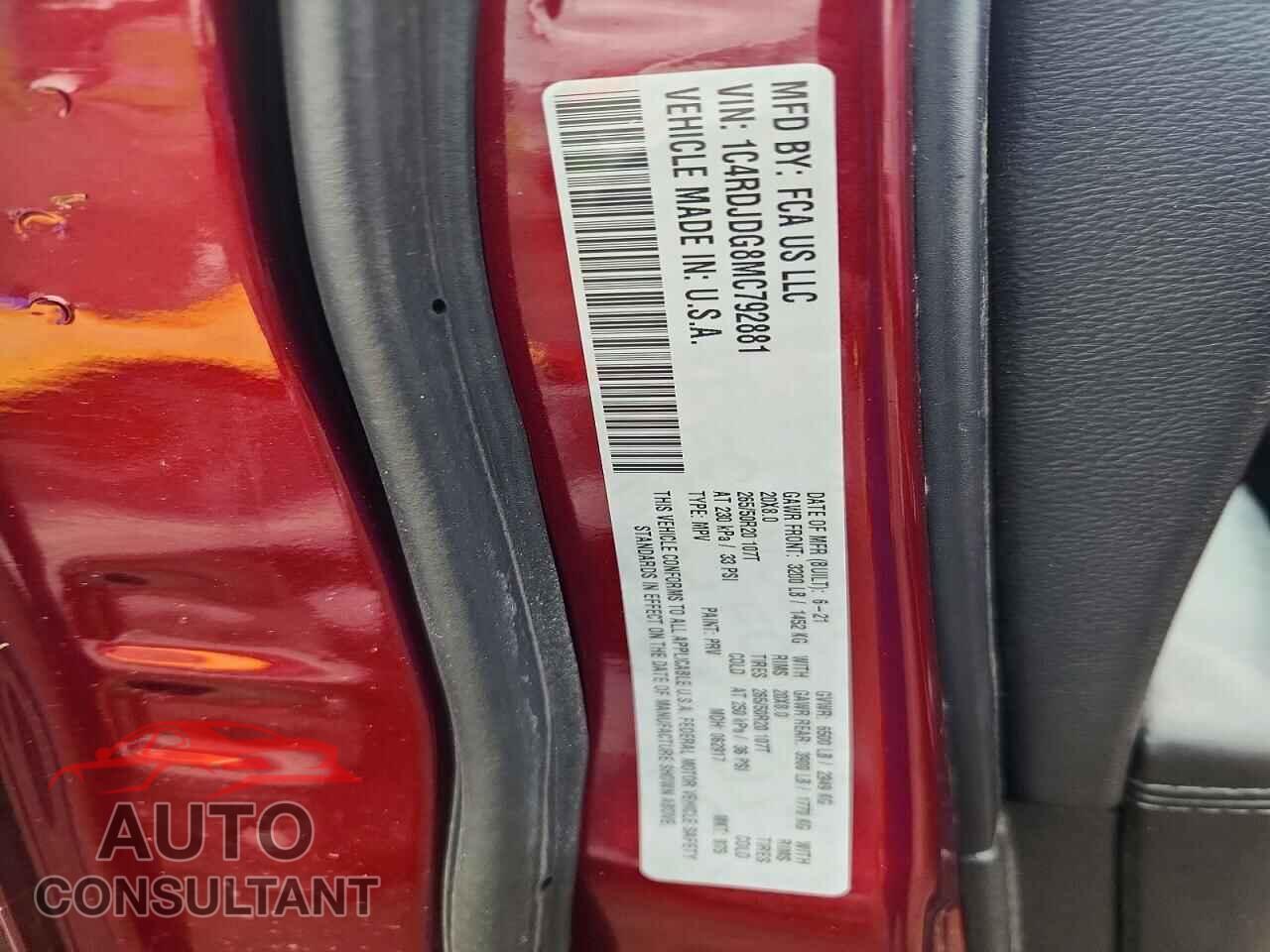 DODGE DURANGO 2021 - 1C4RDJDG8MC792881