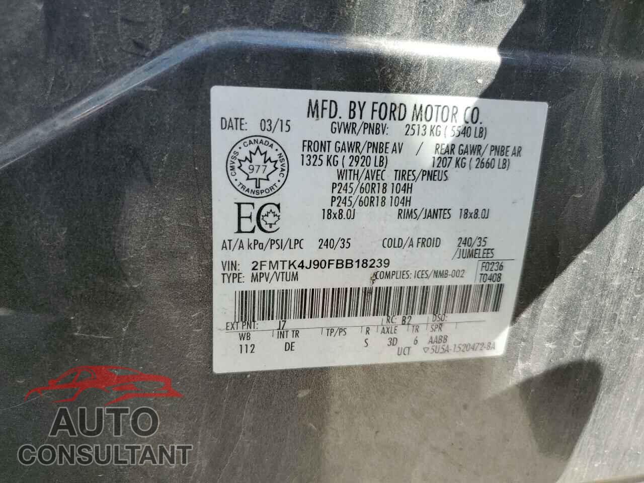 FORD EDGE 2015 - 2FMTK4J90FBB18239