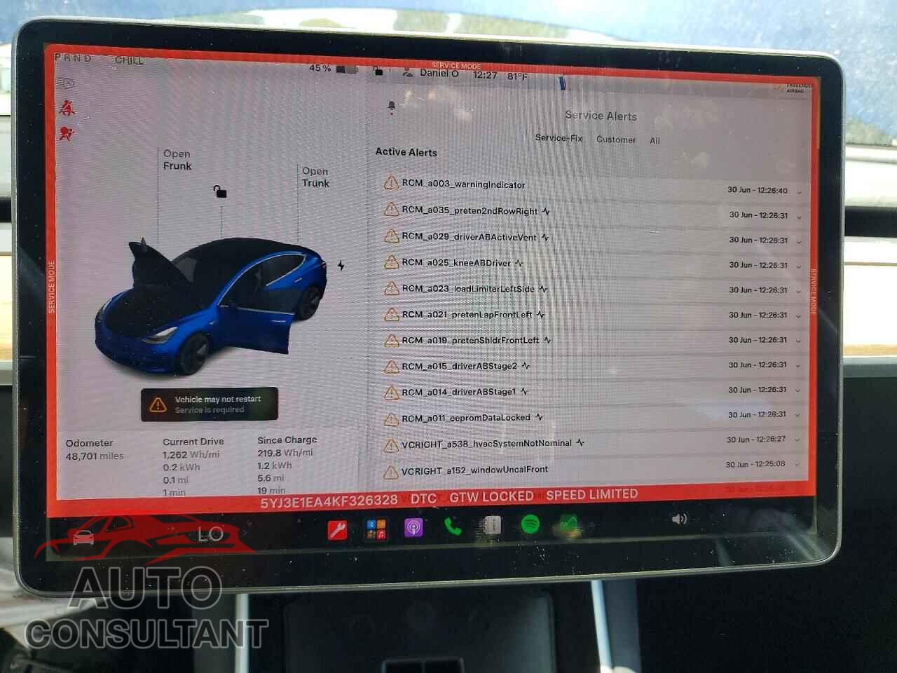 TESLA MODEL 3 2019 - 5YJ3E1EA4KF326328