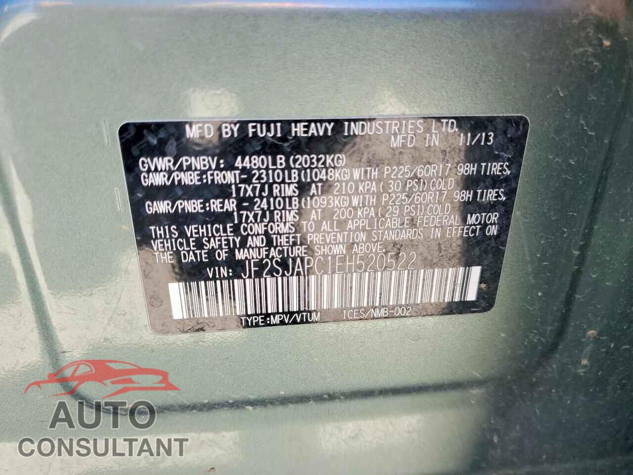 SUBARU FORESTER 2014 - JF2SJAPC1EH520522