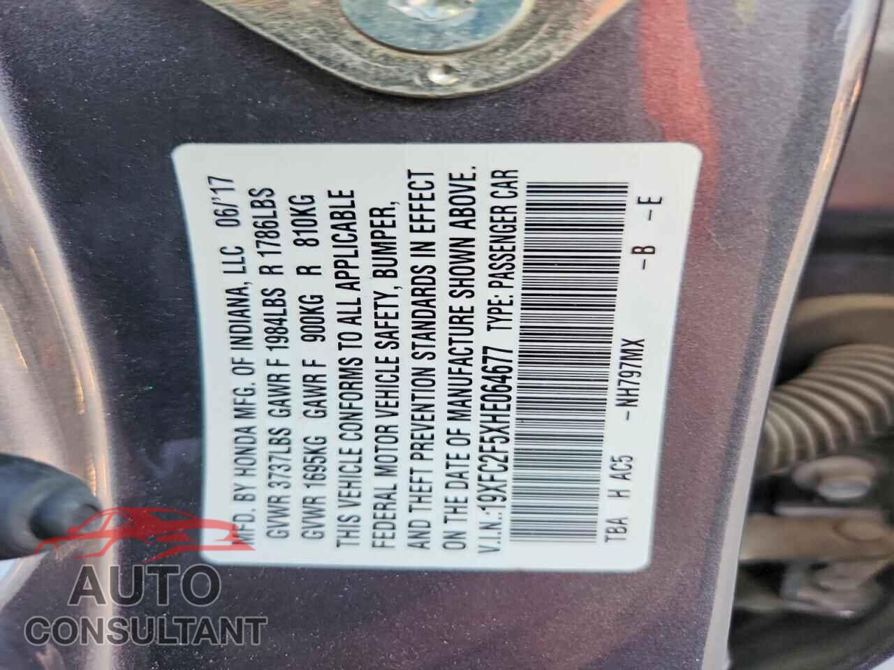 HONDA CIVIC 2017 - 19XFC2F5XHE064677