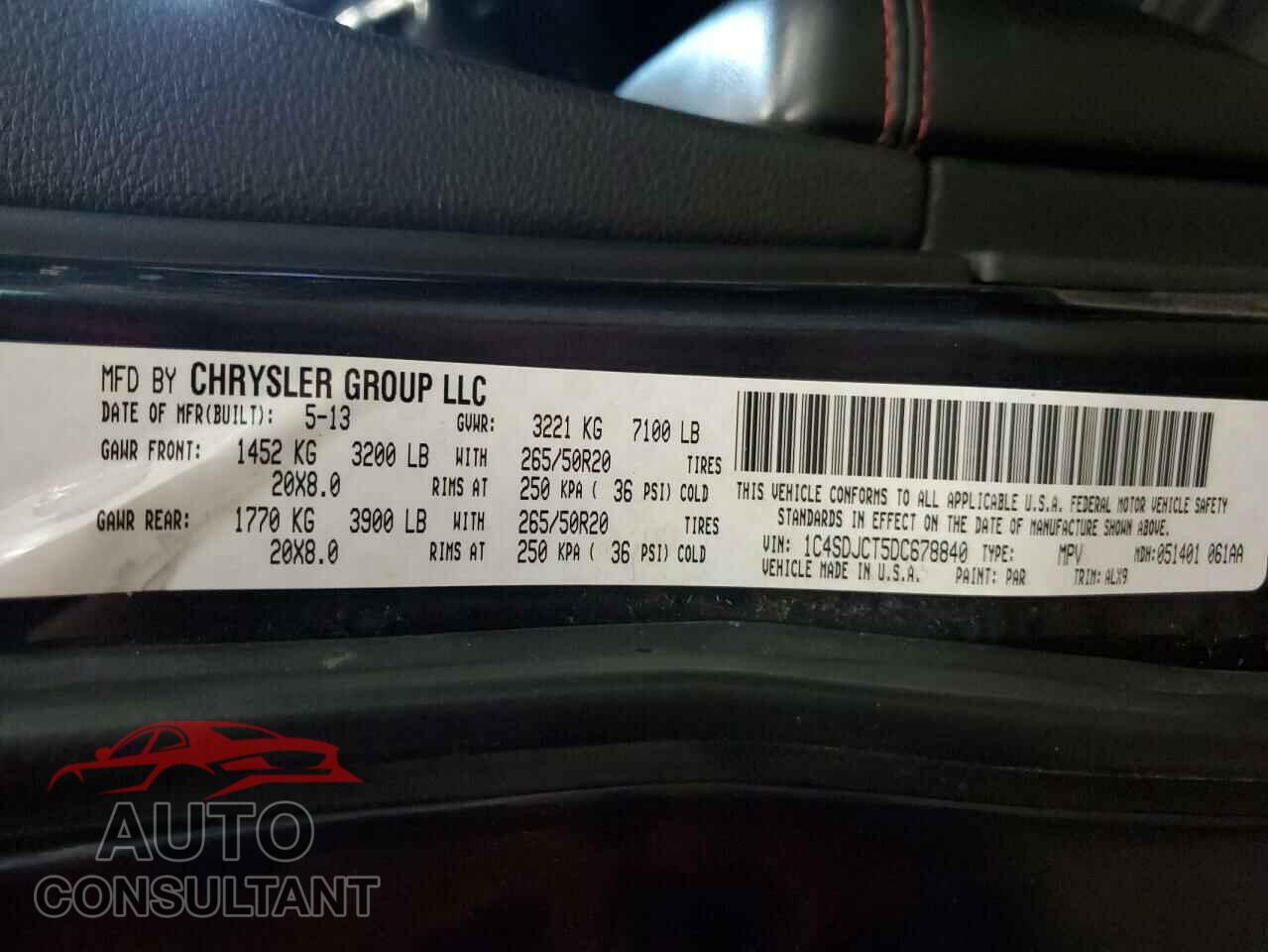 DODGE DURANGO 2013 - 1C4SDJCT5DC678840