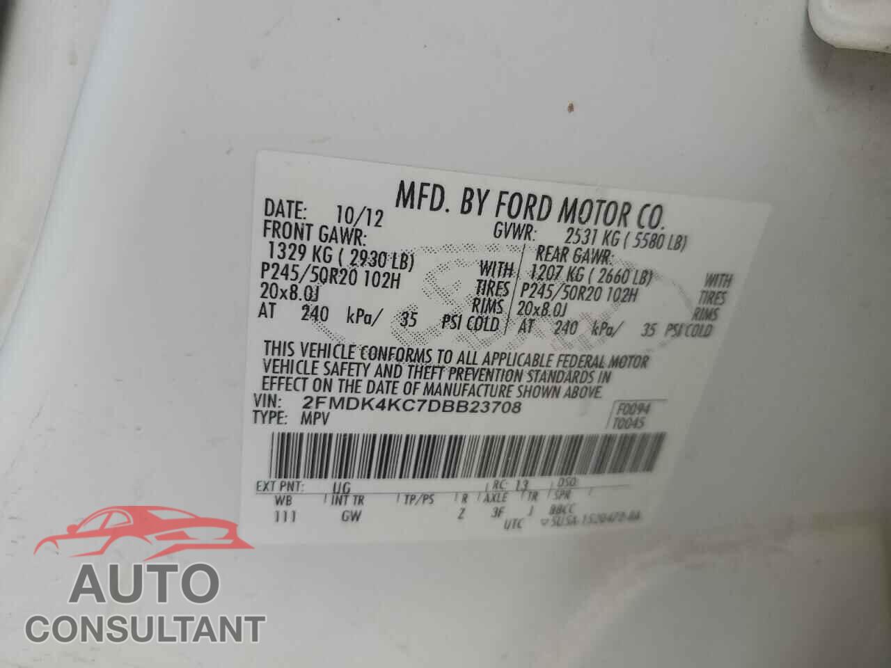 FORD EDGE 2013 - 2FMDK4KC7DBB23708