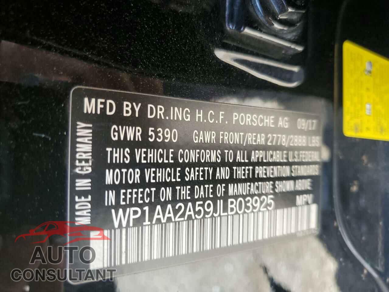 PORSCHE MACAN 2018 - WP1AA2A59JLB03925