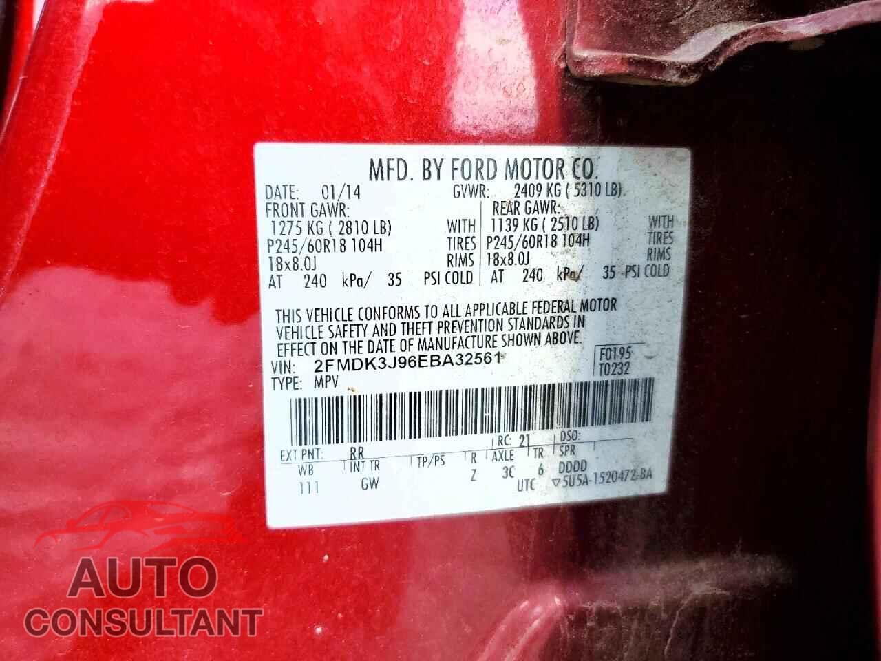 FORD EDGE 2014 - 2FMDK3J96EBA32561