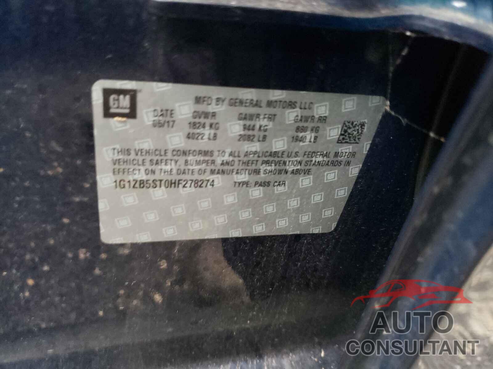 CHEVROLET MALIBU 2017 - 1G1ZB5ST0HF278274