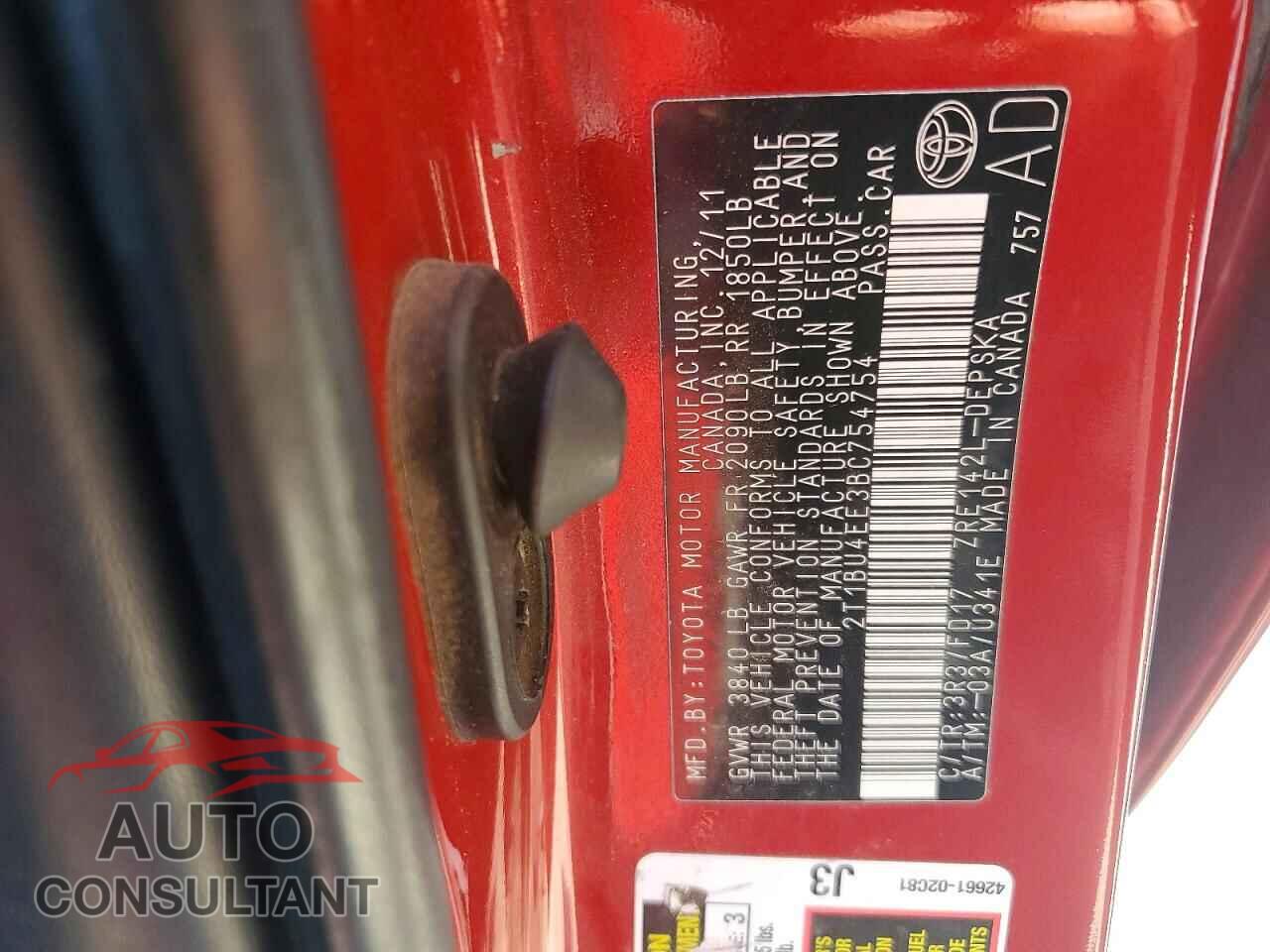 TOYOTA COROLLA 2011 - 2T1BU4EE3BC754754