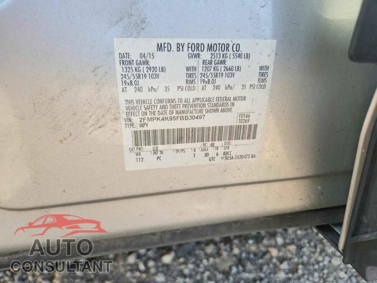 FORD EDGE 2015 - 2FMPK4K95FBB30497