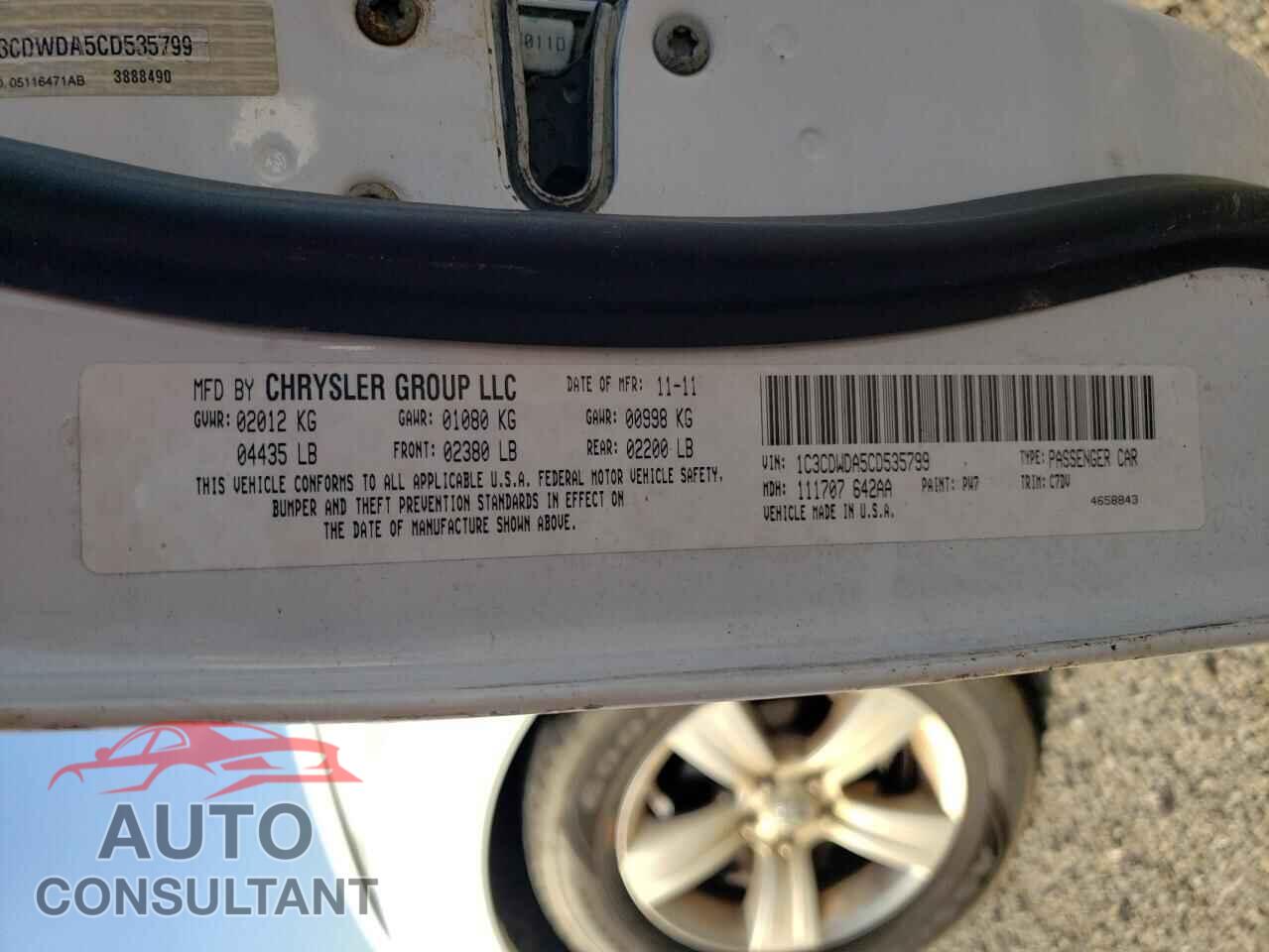 DODGE CALIBER 2012 - 1C3CDWDA5CD535799