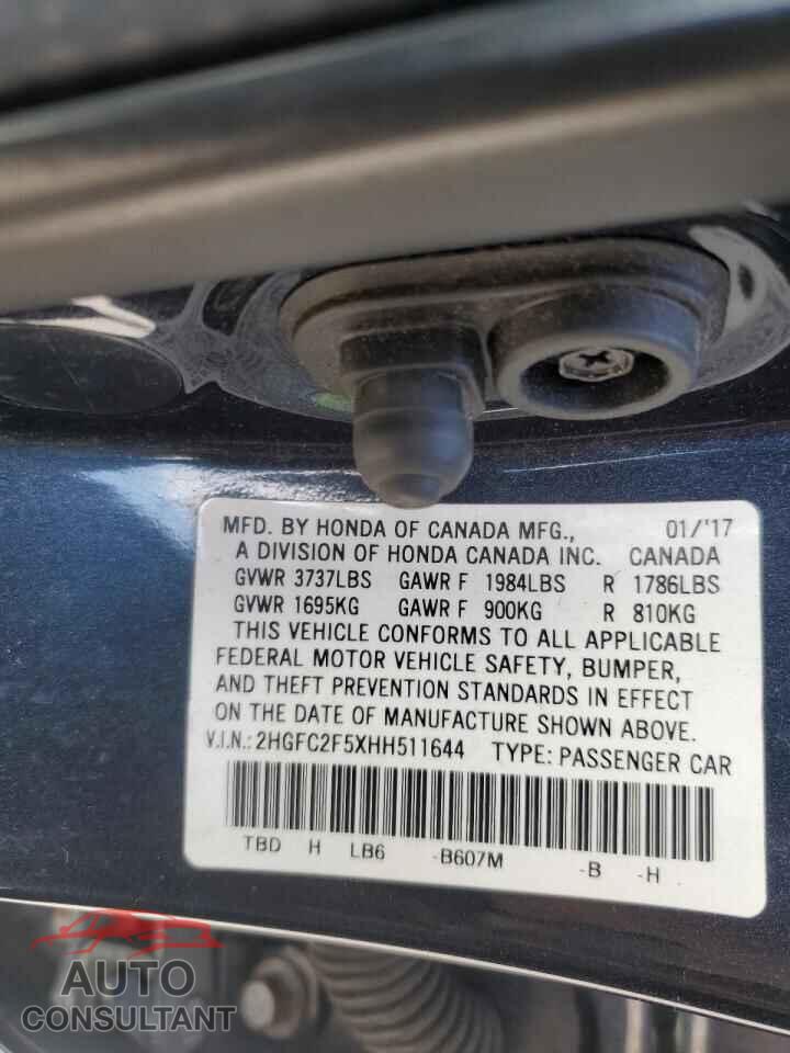 HONDA CIVIC 2017 - 2HGFC2F5XHH511644