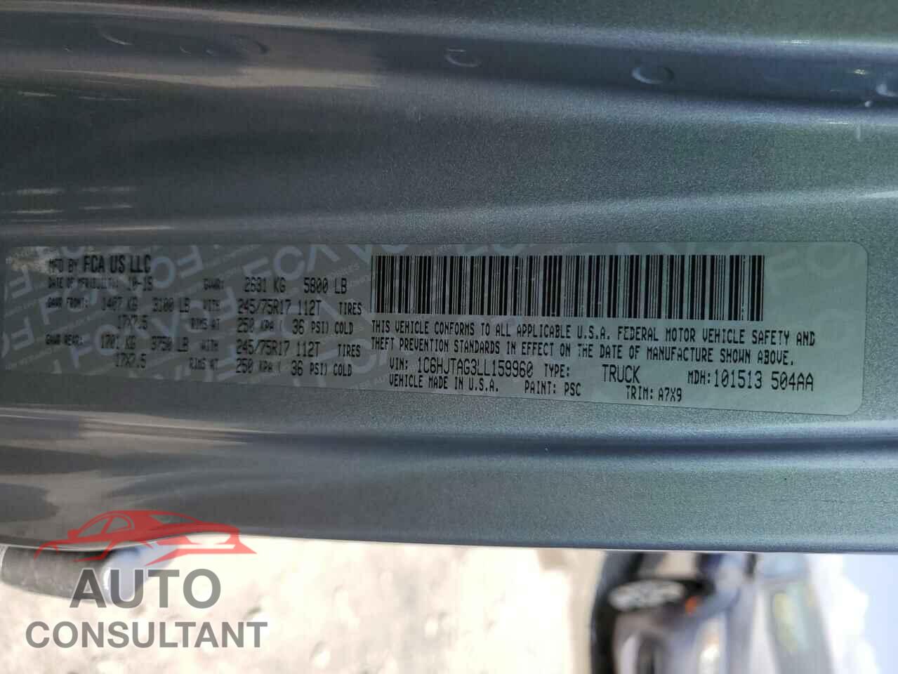 JEEP GLADIATOR 2020 - 1C6HJTAG3LL159960