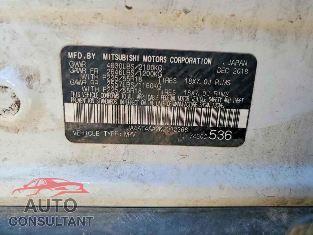 MITSUBISHI ECLIPSE 2019 - JA4AT4AA2KZ032368