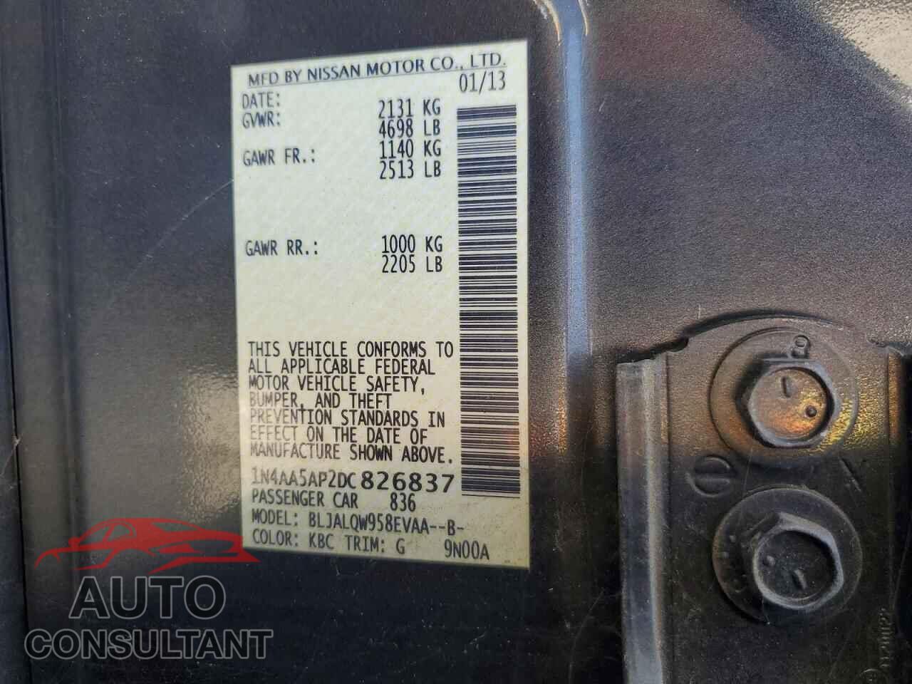 NISSAN MAXIMA 2013 - 1N4AA5AP2DC826837