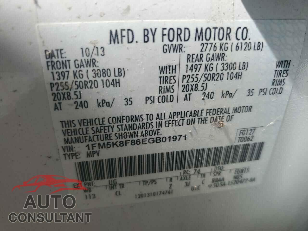 FORD EXPLORER 2014 - 1FM5K8F86EGB01971