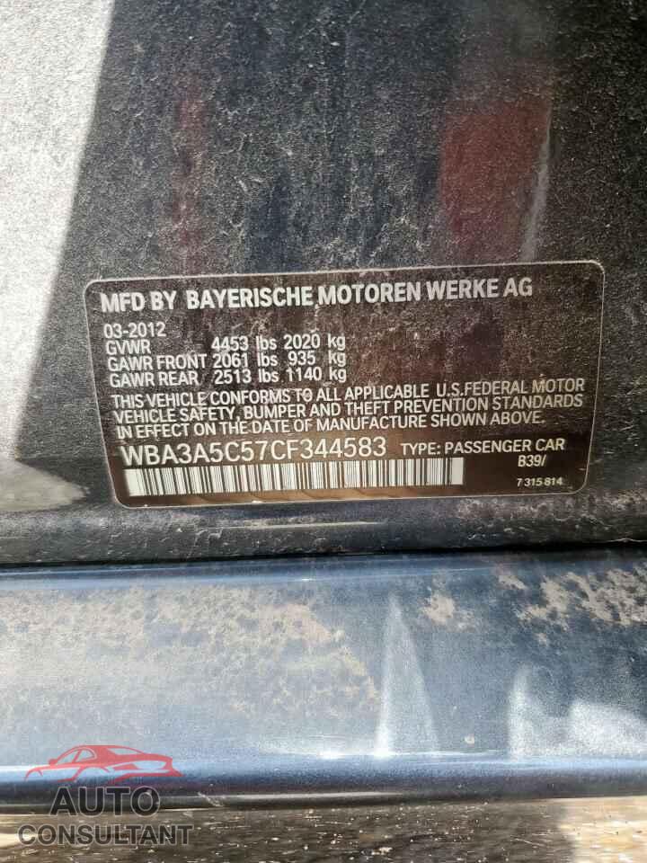 BMW 3 SERIES 2012 - WBA3A5C57CF344583