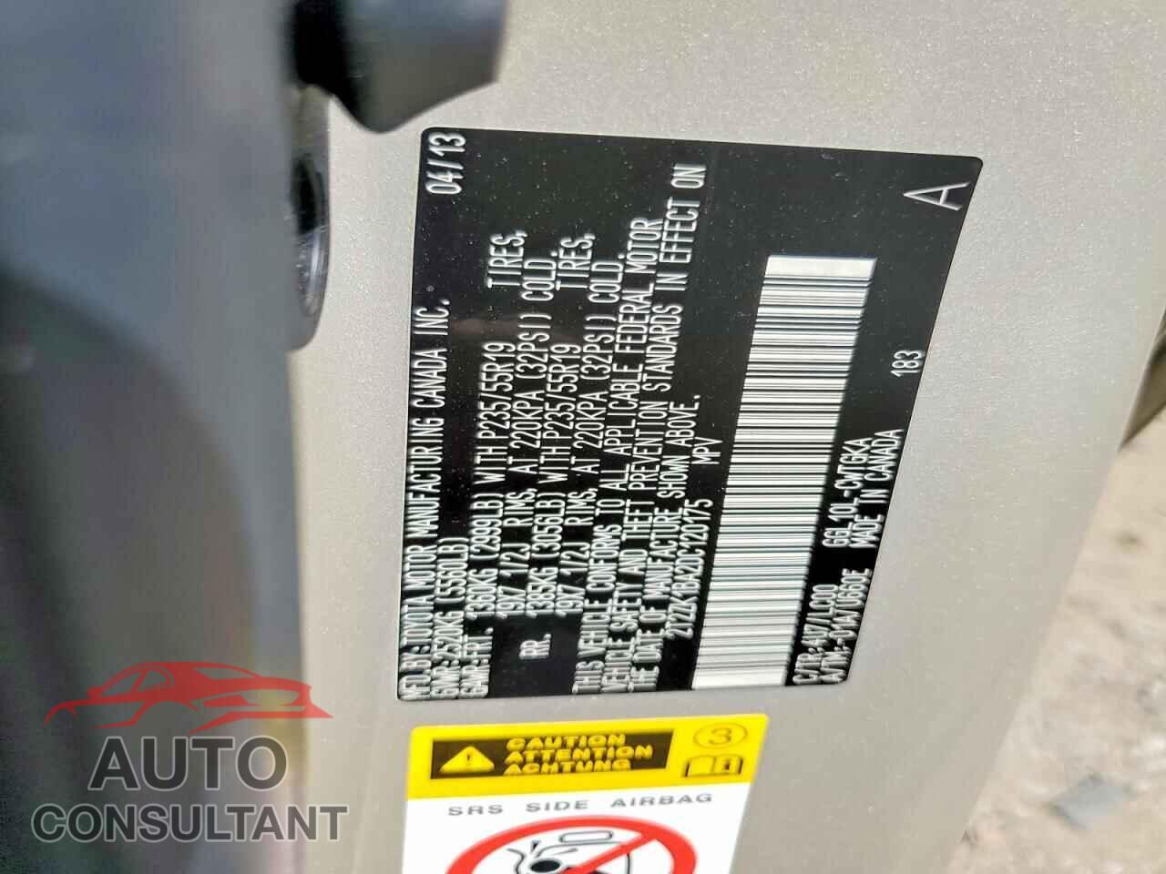 LEXUS RX350 2013 - 2T2ZK1BA2DC120175