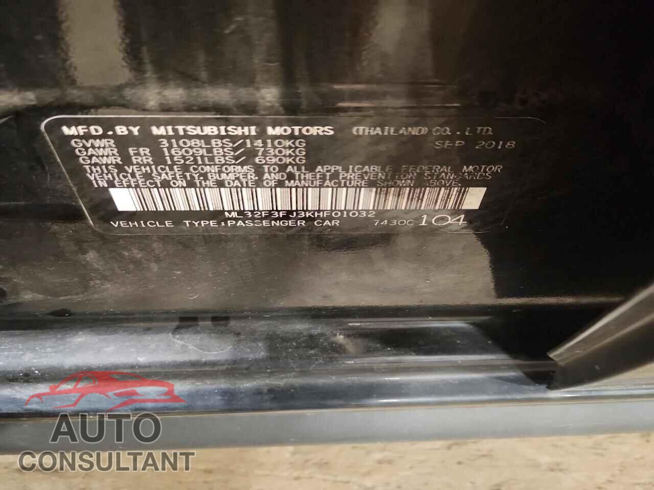 MITSUBISHI MIRAGE 2019 - ML32F3FJ3KHF01032