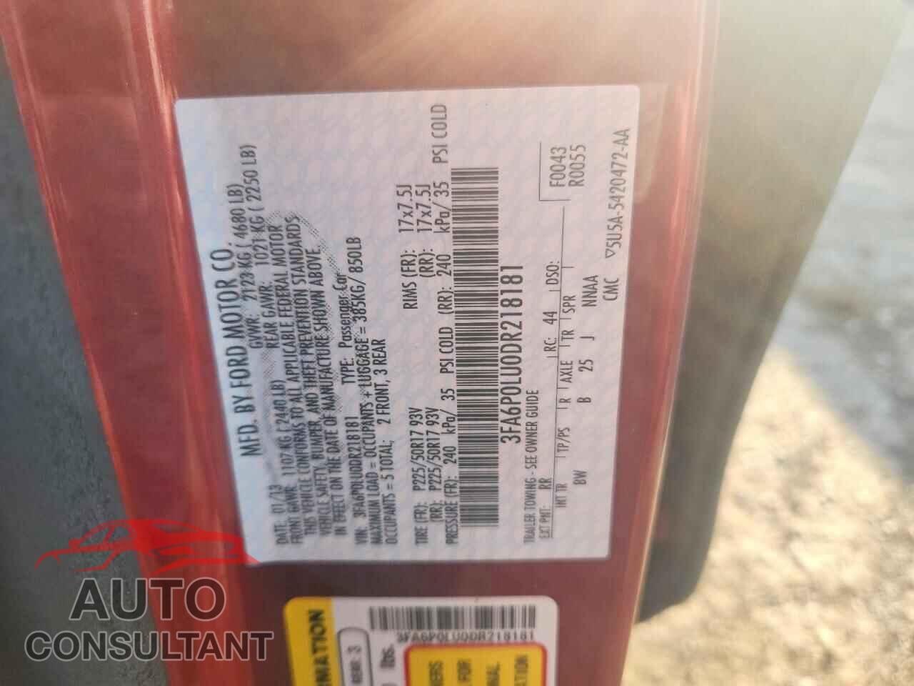 FORD FUSION 2013 - 3FA6P0LU0DR218181