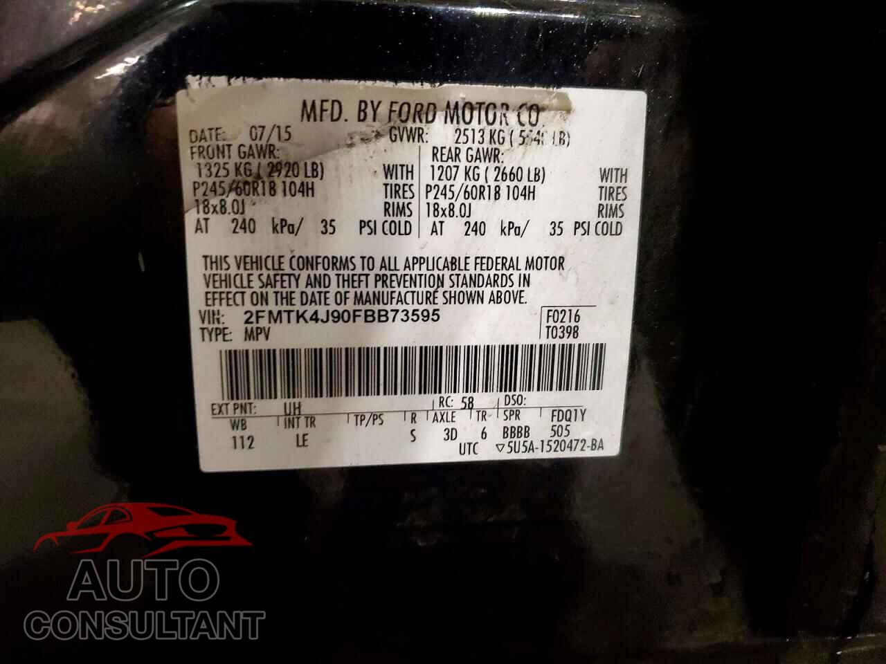 FORD EDGE 2015 - 2FMTK4J90FBB73595