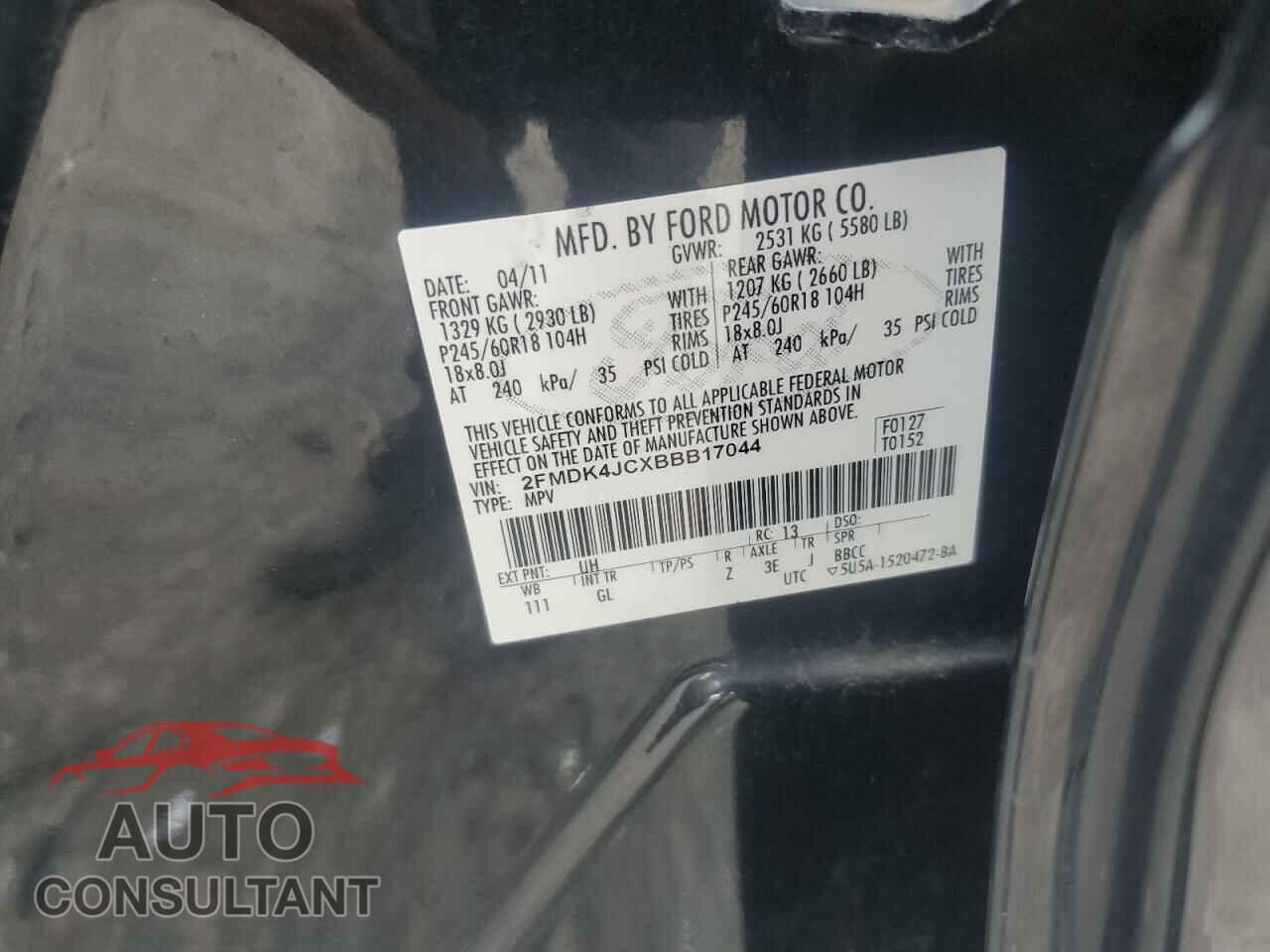 FORD EDGE 2011 - 2FMDK4JCXBBB17044