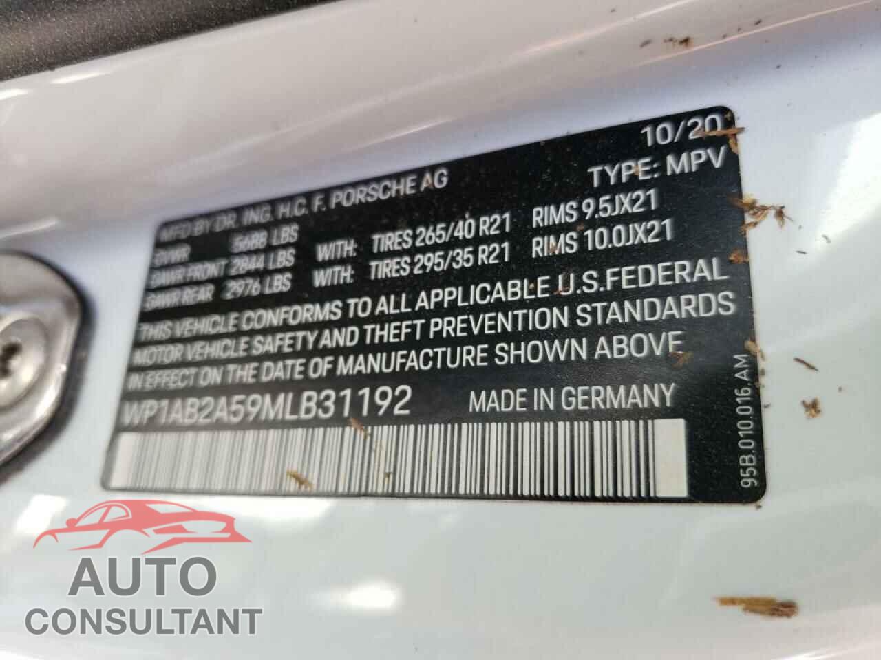 PORSCHE MACAN 2021 - WP1AB2A59MLB31192