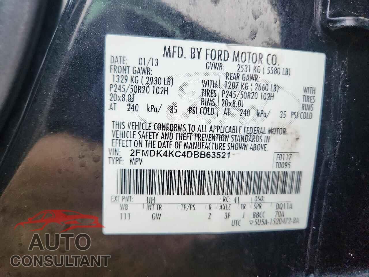 FORD EDGE 2013 - 2FMDK4KC4DBB63521