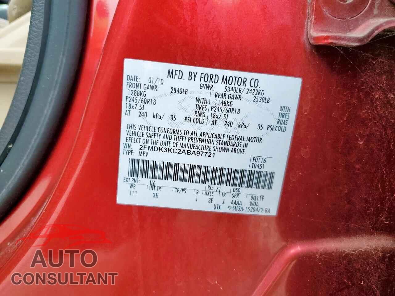 FORD EDGE 2010 - 2FMDK3KC2ABA97721