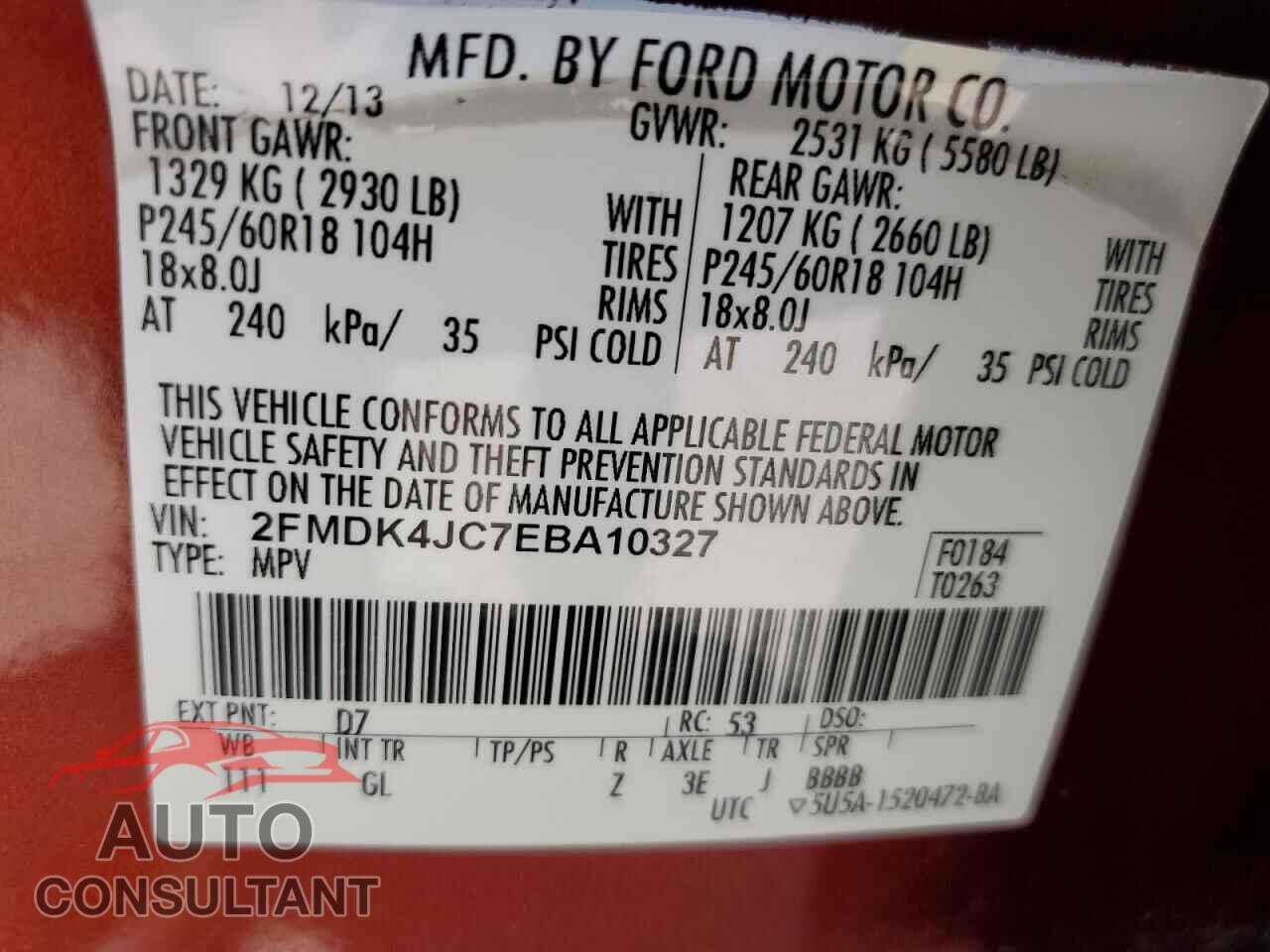 FORD EDGE 2014 - 2FMDK4JC7EBA10327