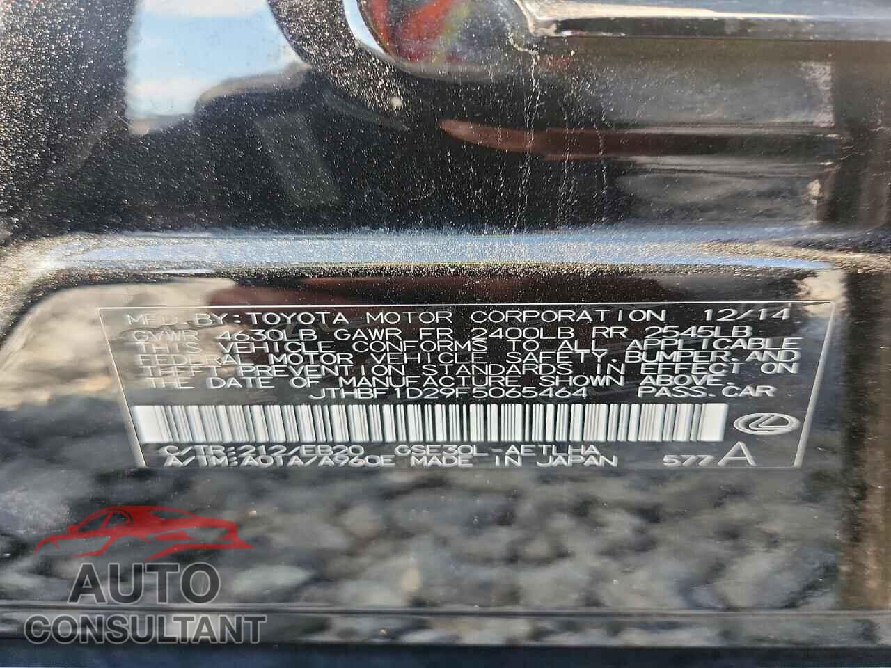 LEXUS IS 2015 - JTHBF1D29F5065464