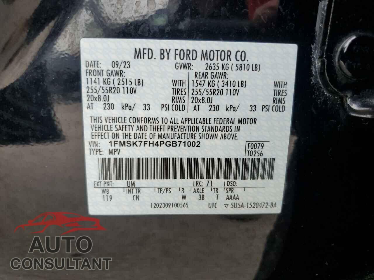 FORD EXPLORER 2023 - 1FMSK7FH4PGB71002