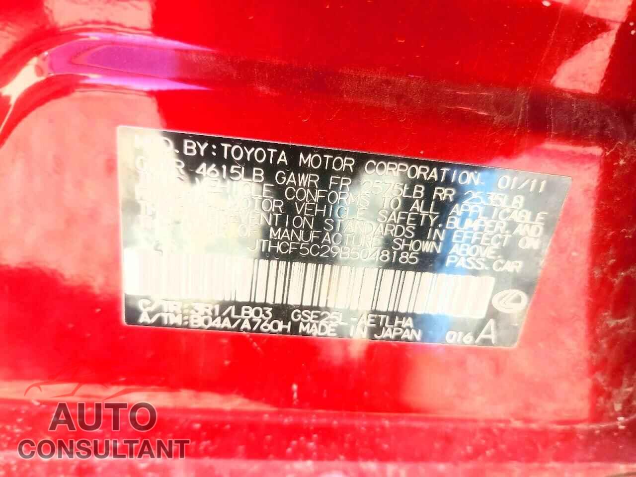 LEXUS IS 2011 - JTHCF5C29B5048185