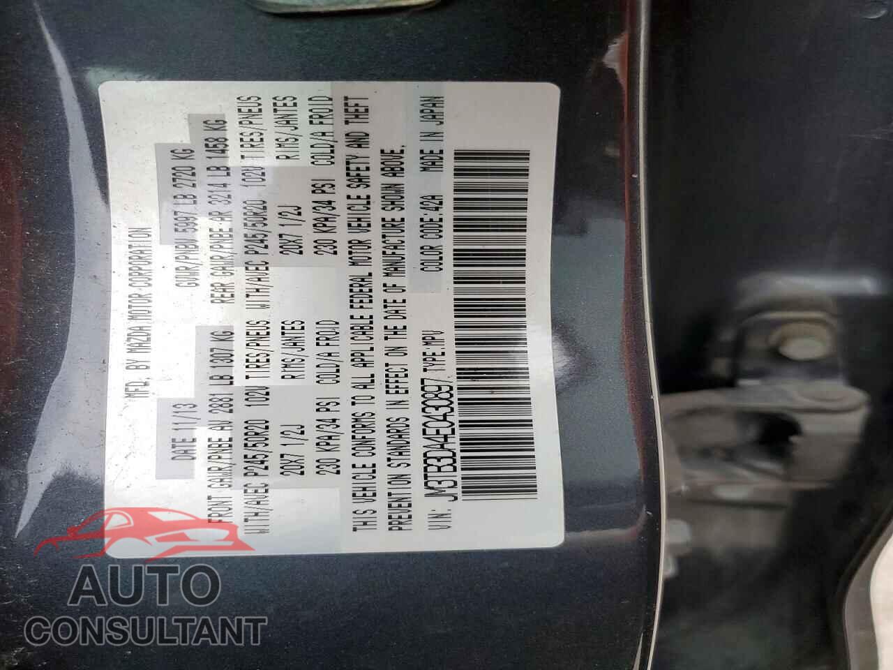 MAZDA CX-9 2014 - JM3TB3DA4E0430897