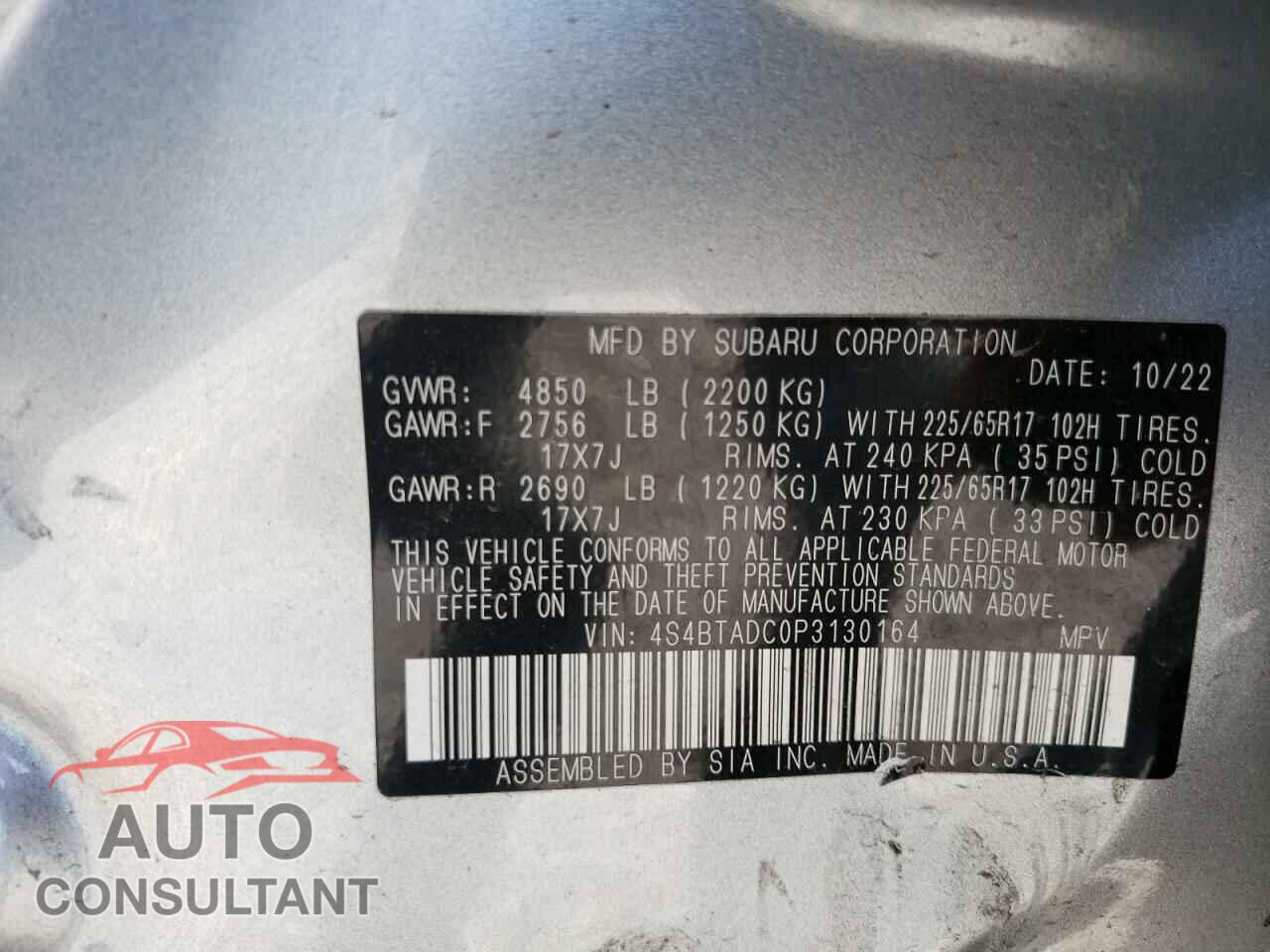 SUBARU OUTBACK 2023 - 4S4BTADC0P3130164