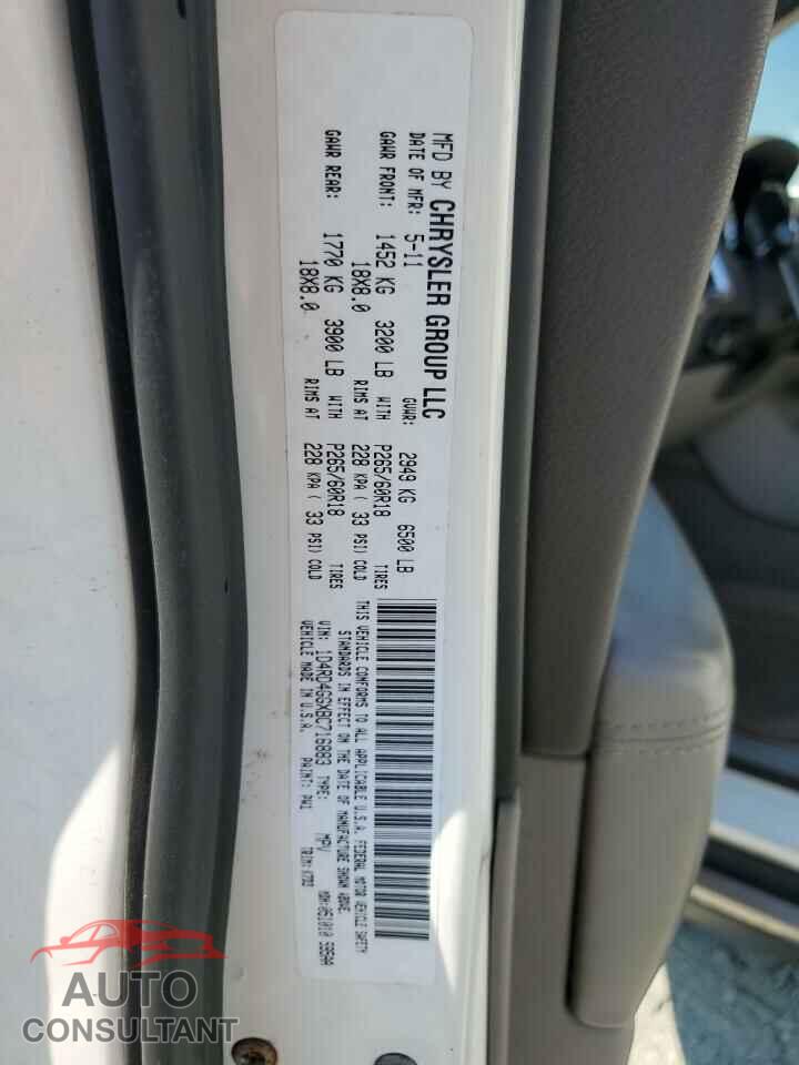 DODGE DURANGO 2011 - 1D4RD4GGXBC716883