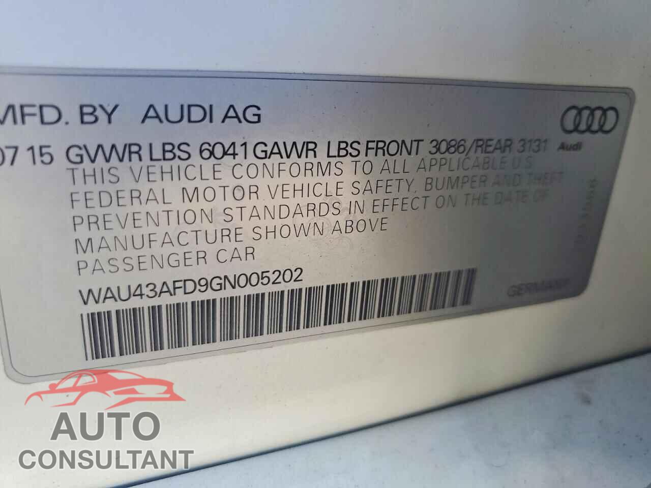 AUDI A8 2016 - WAU43AFD9GN005202