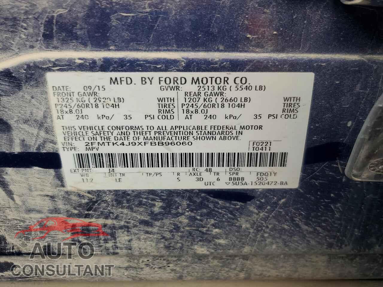 FORD EDGE 2015 - 2FMTK4J9XFBB96060