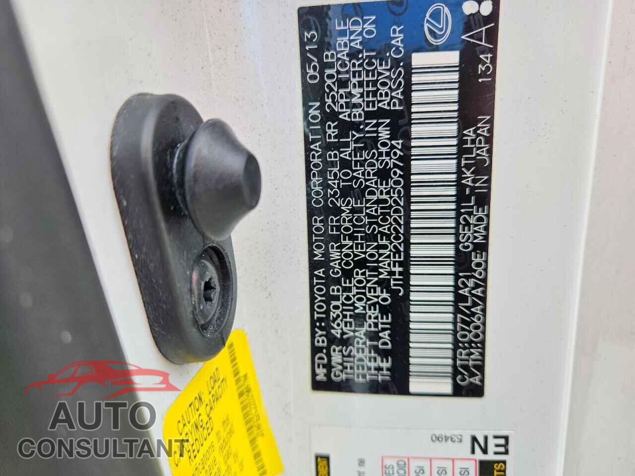 LEXUS IS 2013 - JTHFE2C22D2509794