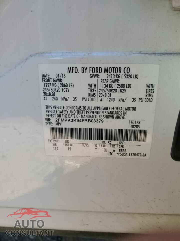FORD EDGE 2015 - 2FMPK3K94FBB03379