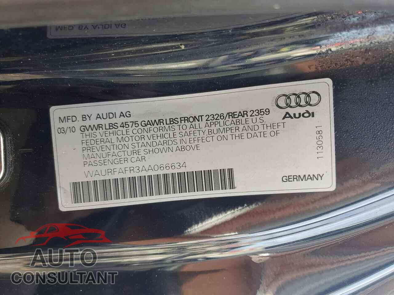 AUDI A5 2010 - WAURFAFR3AA066634