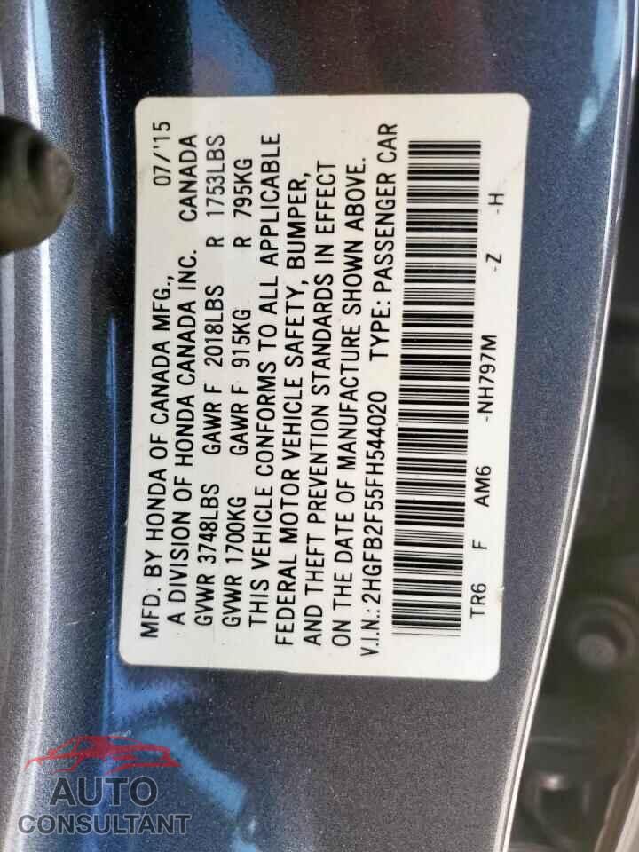 HONDA CIVIC 2015 - 2HGFB2F55FH544020