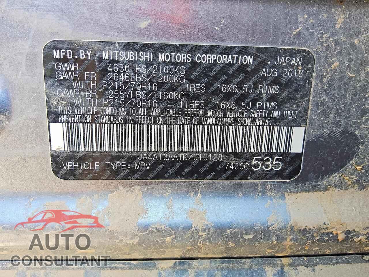 MITSUBISHI ECLIPSE 2019 - JA4AT3AA1KZ010128