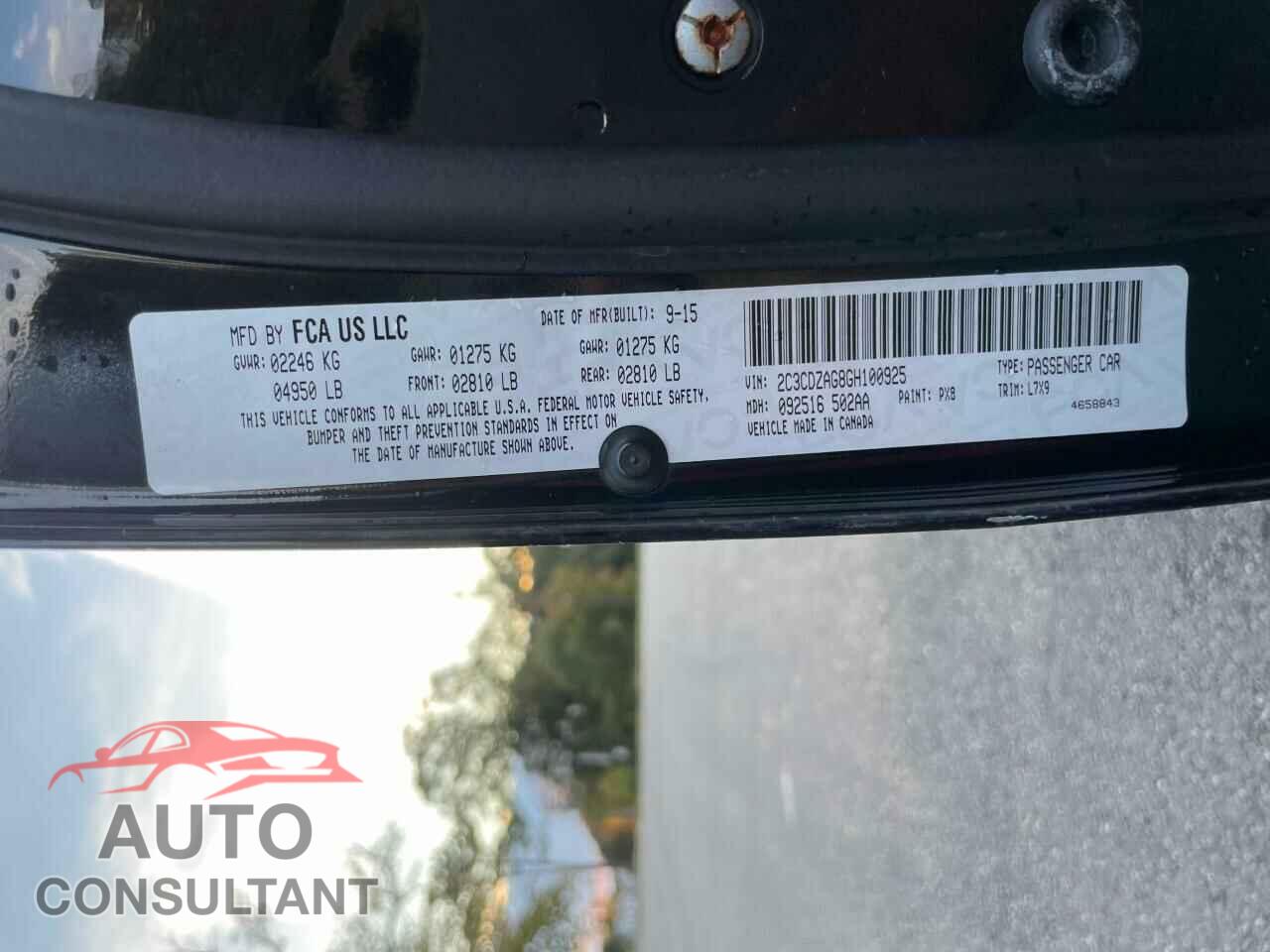 DODGE CHALLENGER 2016 - 2C3CDZAG8GH100925