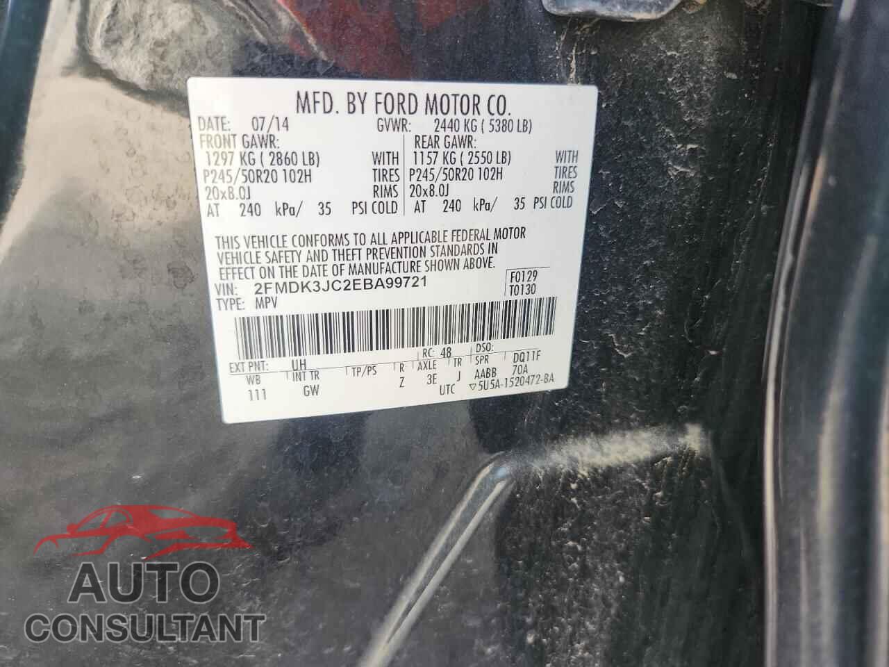 FORD EDGE 2014 - 2FMDK3JC2EBA99721