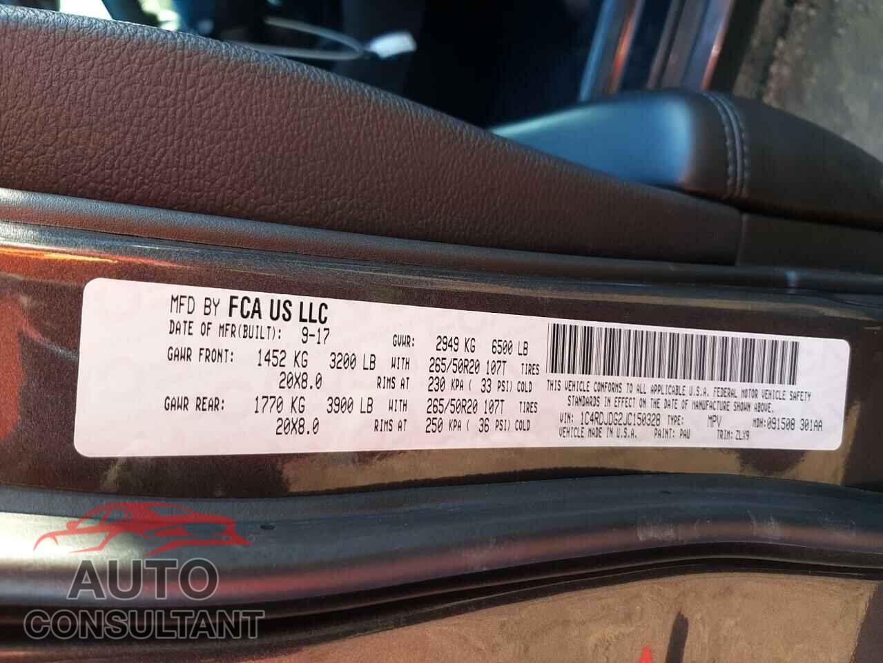 DODGE DURANGO 2018 - 1C4RDJDG2JC150328