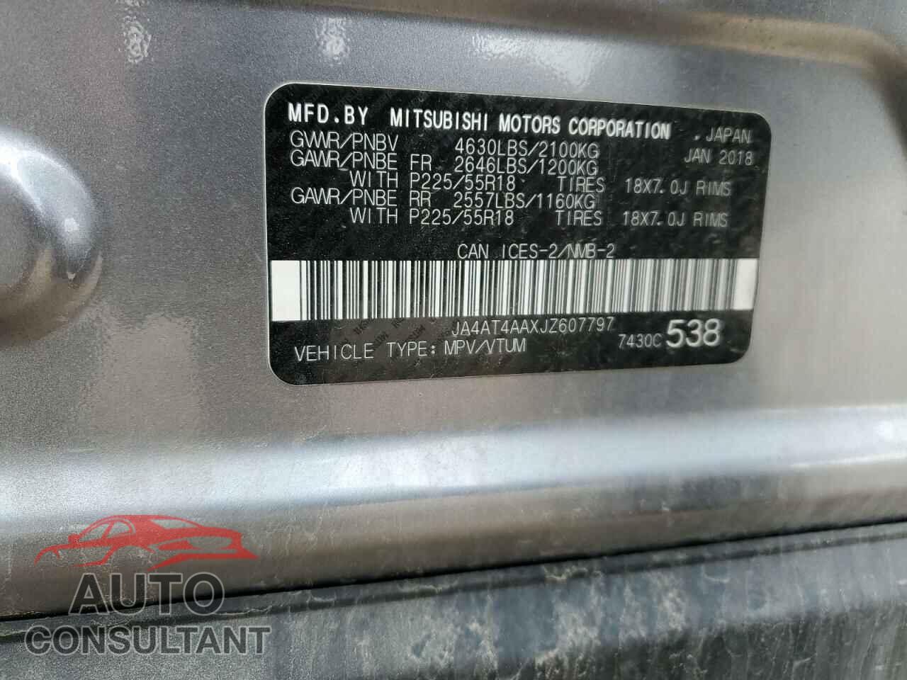 MITSUBISHI ECLIPSE 2018 - JA4AT4AAXJZ607797